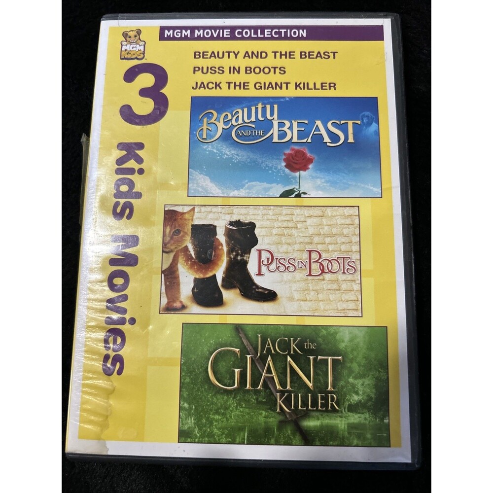 3 KIDS MOVIES BEAUTY & THE BEAST, PUSS N BOOTS, JACK THE GIANT KILLER  DVD NEW